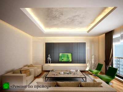 Фото ремонта потолка в комнате